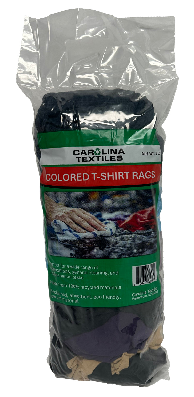Colored T-Shirt Rags- 1LB Poly Bags