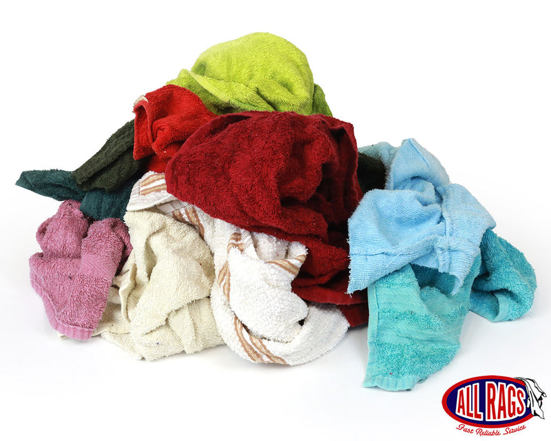 Cotton & Cotton Blend Recycled Rags. Terry cloth. Prewashed.