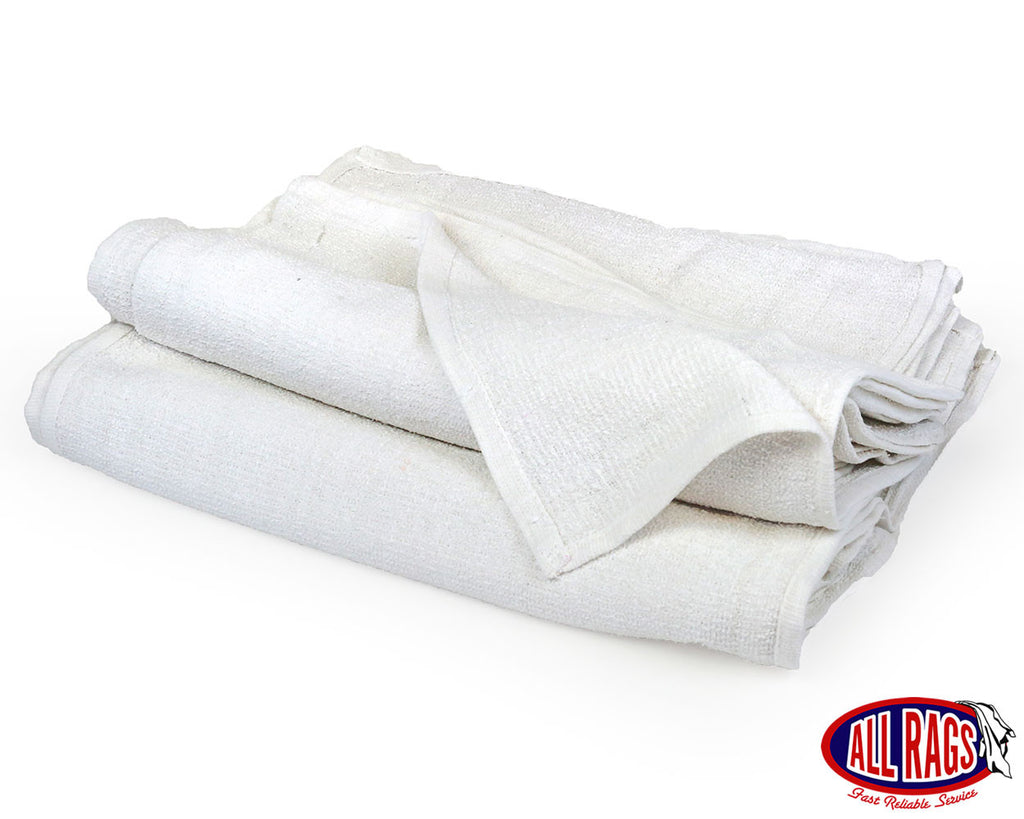 Choice 16 x 27 White 44 oz. Cotton Textured Heavy Weight Bar Mop Towel -  12/Pack